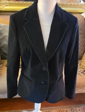 Saks Fifth Avenue Black Velvet Two-Button Women's Blazer